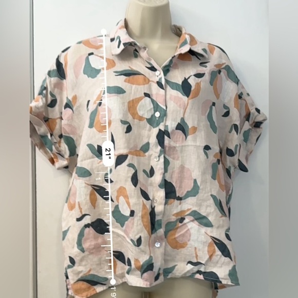 Rachel Zoe Women’s Abstract Floral Print Button-Down Shirt 100% Linen Size M - Picture 7 of 8